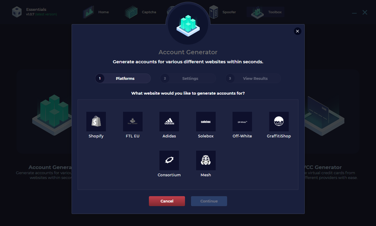 Account Generator How do I generate accounts to use on a specific